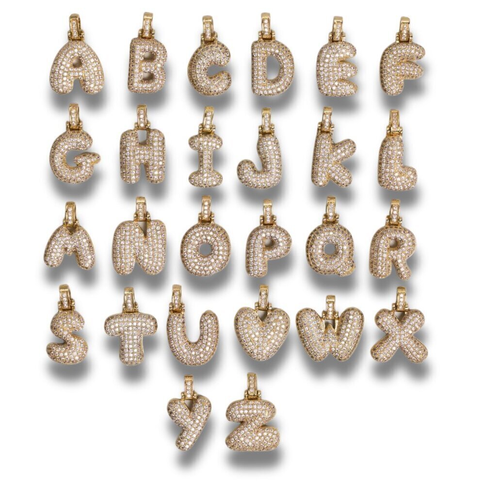 Bubble Letter Initial "I" Pendant w/Chain Necklace - Picture 4 of 7
